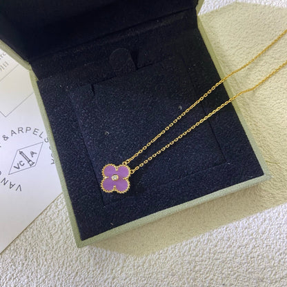 [Renovia Jewelry Jewelry]CLOVER 15MM DIAMOND  PURPLE VIOLET NECKLACE