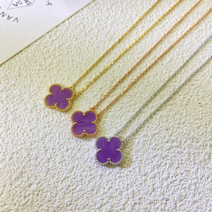[Renovia Jewelry Jewelry]CLOVER 15MM  PURPLE VIOLET NECKLACE