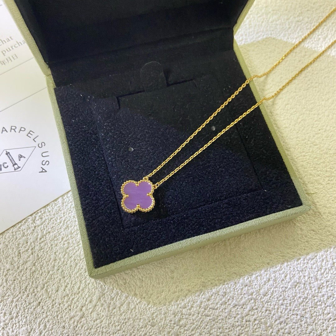 [Renovia Jewelry Jewelry]CLOVER 15MM  PURPLE VIOLET NECKLACE