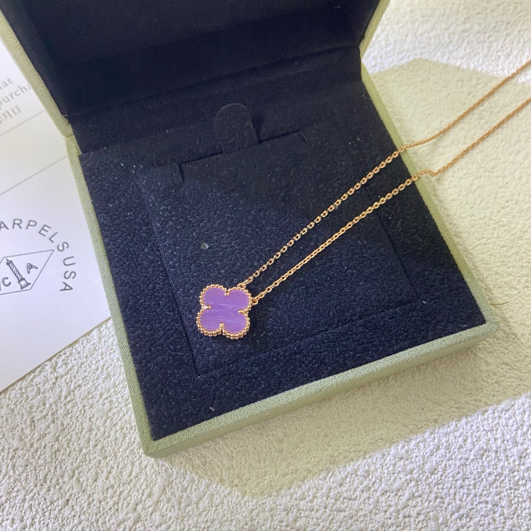 [Renovia Jewelry Jewelry]CLOVER 15MM  PURPLE VIOLET NECKLACE