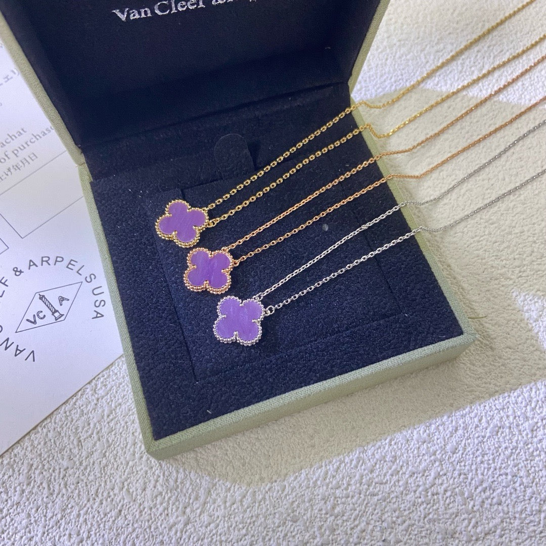 [Renovia Jewelry Jewelry]CLOVER 15MM  PURPLE VIOLET NECKLACE