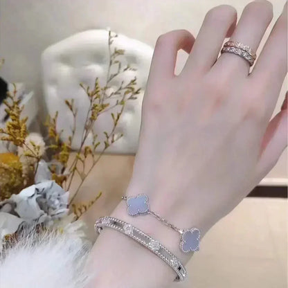 [Renovia Jewelry] CLOVER 5 MOTIF PURPLE CHALCEDONY BRACELET COLLECTION