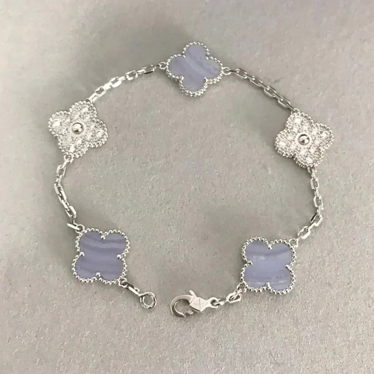 [Renovia Jewelry] CLOVER 5 MOTIF PURPLE CHALCEDONY BRACELET COLLECTION