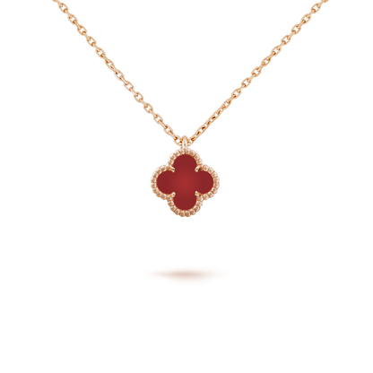 [Renovia Jewelry]CLOVER MINI 9.5MM WHITE CARNELIANS NECKLACE