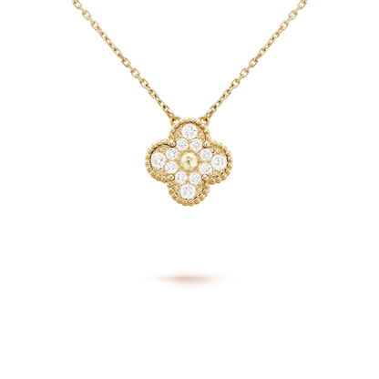 [Renovia Jewelry]CLOVER 15MM DIAMOND SINGLE FLOWER NECKLACE