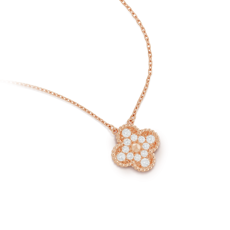 [Renovia Jewelry]CLOVER 15MM DIAMOND SINGLE FLOWER NECKLACE