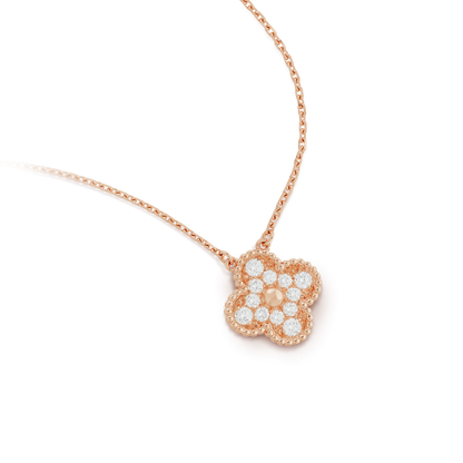 [Renovia Jewelry]CLOVER 15MM DIAMOND SINGLE FLOWER NECKLACE