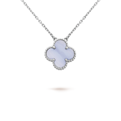 [Renovia Jewelry]CLOVER 15MM BLUE CHALCEDONY NECKLACE SILVER