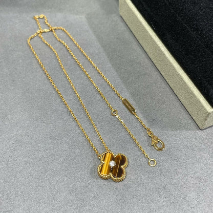 [Renovia Jewelry]CLOVER 15MM DIAMOND AND YELLOW TIGER'S EYE AGATE necklace