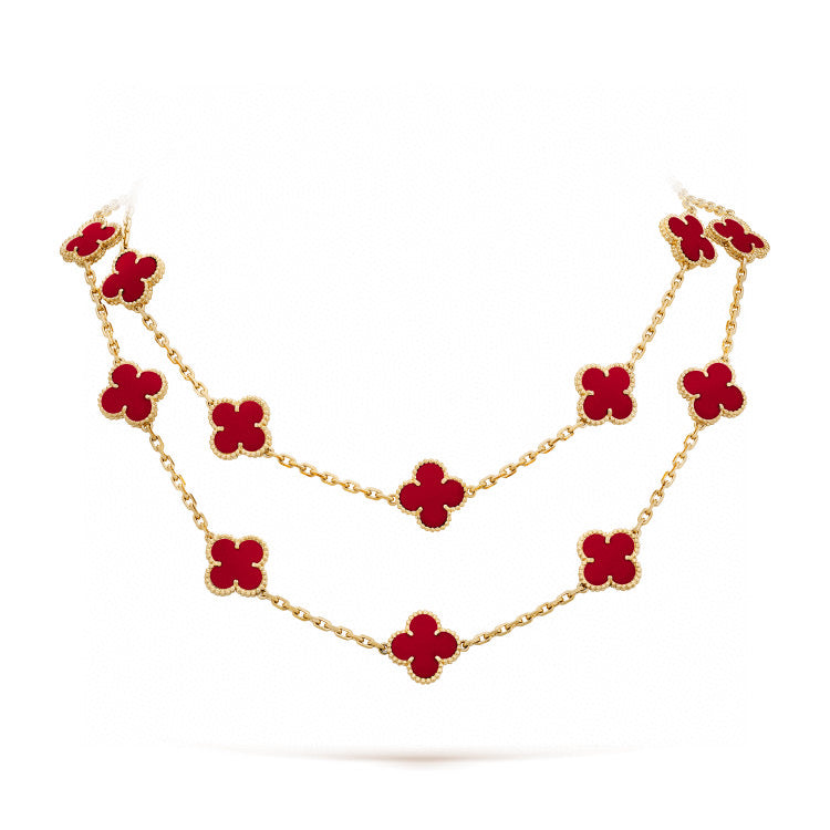 [Renovia Jewelry]CLOVER 20 MOTIFS CARNELIAN NECKLACE