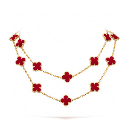 [Renovia Jewelry]CLOVER 20 MOTIFS CARNELIAN NECKLACE