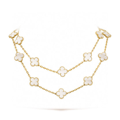 [Renovia Jewelry]CLOVER 20 MOTIFS WHITE MOP NECKLACE