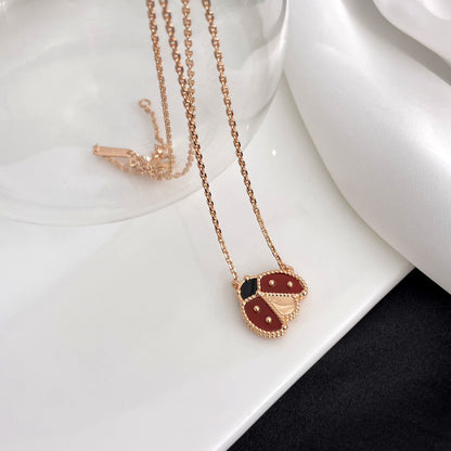 [Renovia Jewelry]LUCKY  CARNELIANS LADYBUG NECKLACE