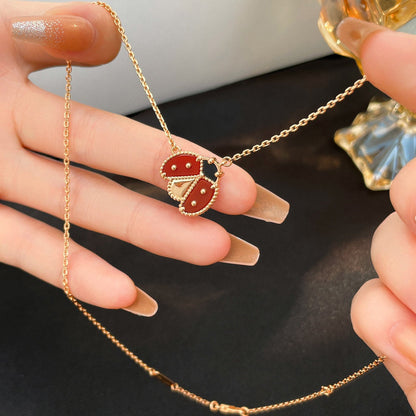 [Renovia Jewelry]LUCKY  CARNELIANS LADYBUG NECKLACE