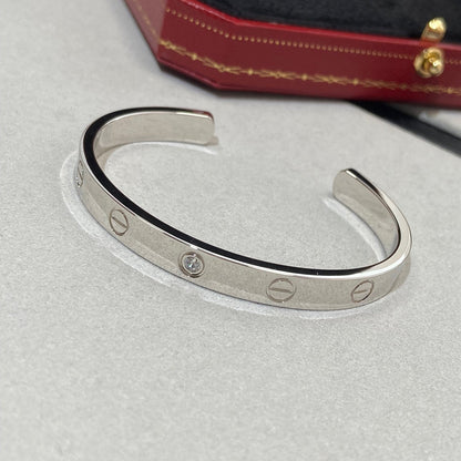 [Renovia Jewelry]LOVE BRACELET 6.1MM 1 DIAMOND OPEN CUFF