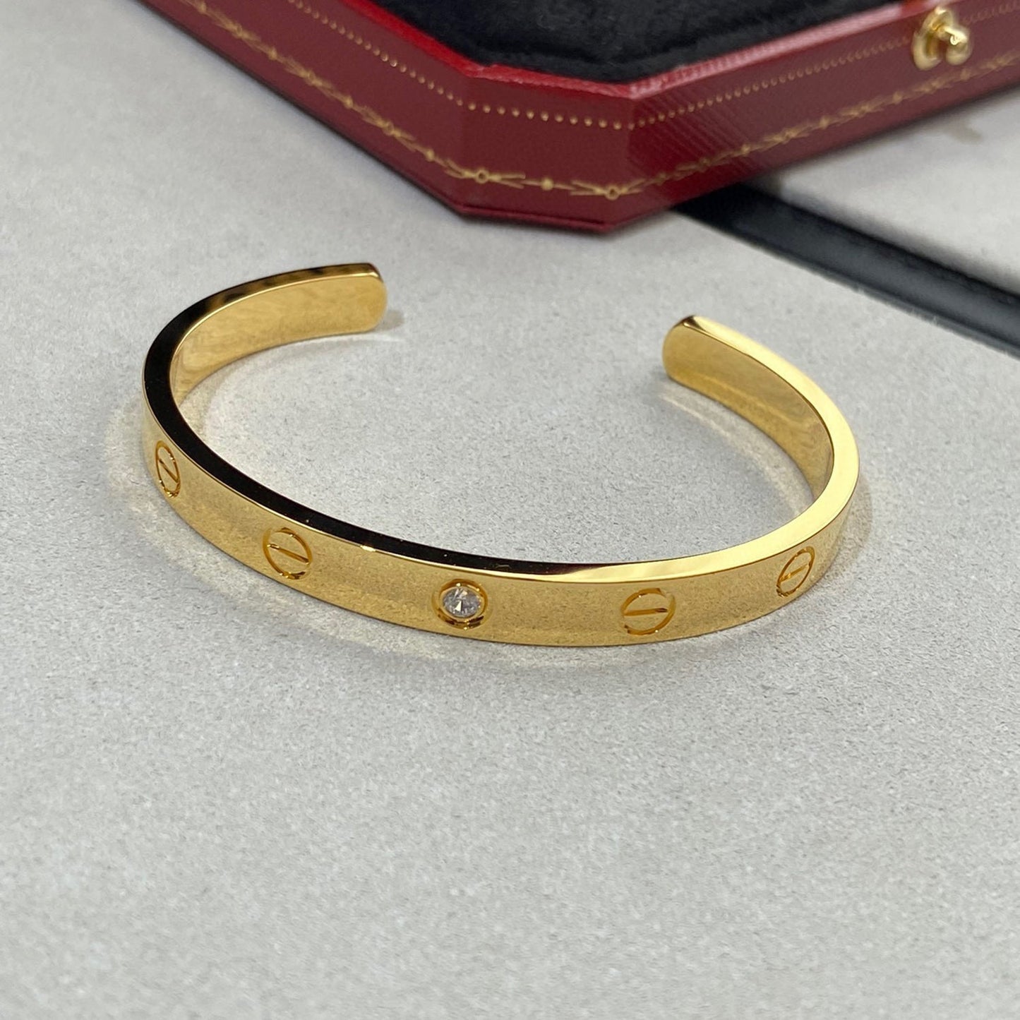 [Renovia Jewelry]LOVE BRACELET 6.1MM 1 DIAMOND OPEN CUFF