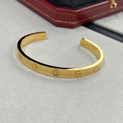 [Renovia Jewelry]LOVE BRACELET 6.1MM 1 DIAMOND OPEN CUFF