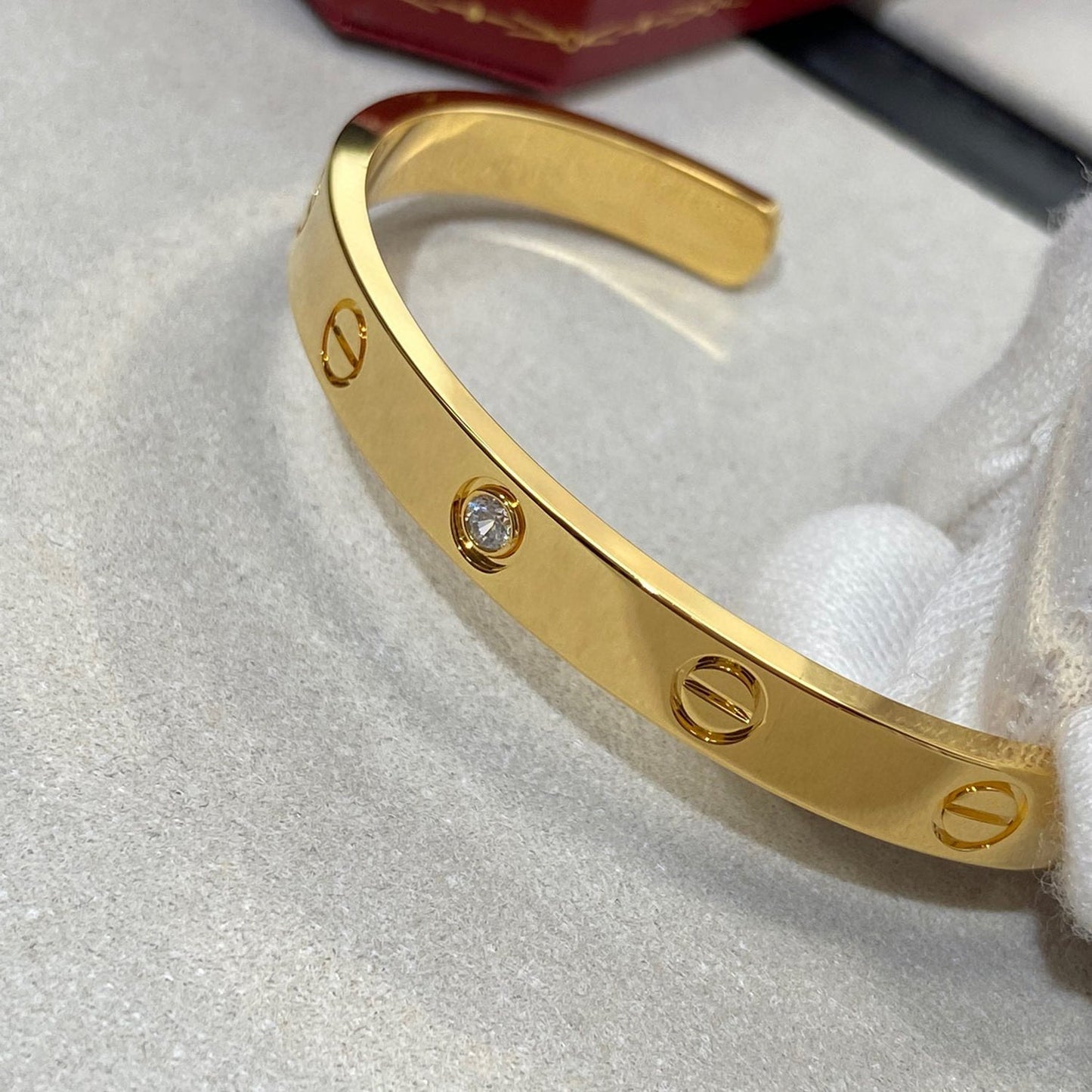 [Renovia Jewelry]LOVE BRACELET 6.1MM 1 DIAMOND OPEN CUFF