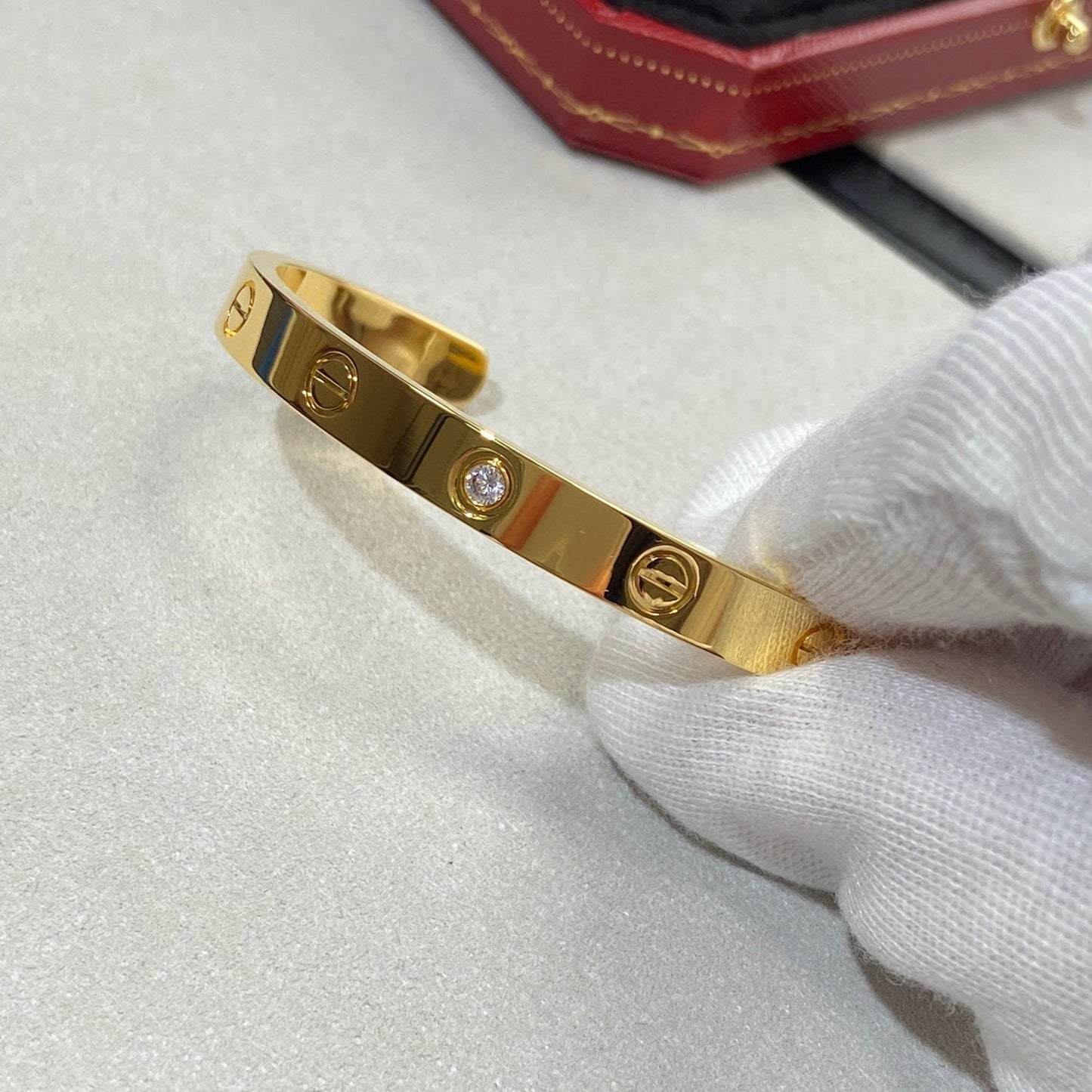 [Renovia Jewelry]LOVE BRACELET 6.1MM 1 DIAMOND OPEN CUFF