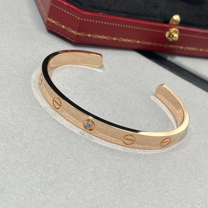 [Renovia Jewelry]LOVE BRACELET 6.1MM 1 DIAMOND OPEN CUFF