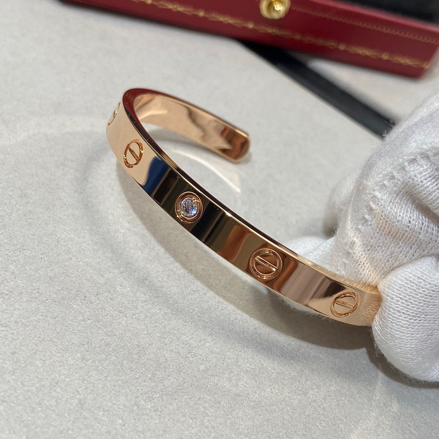 [Renovia Jewelry]LOVE BRACELET 6.1MM 1 DIAMOND OPEN CUFF