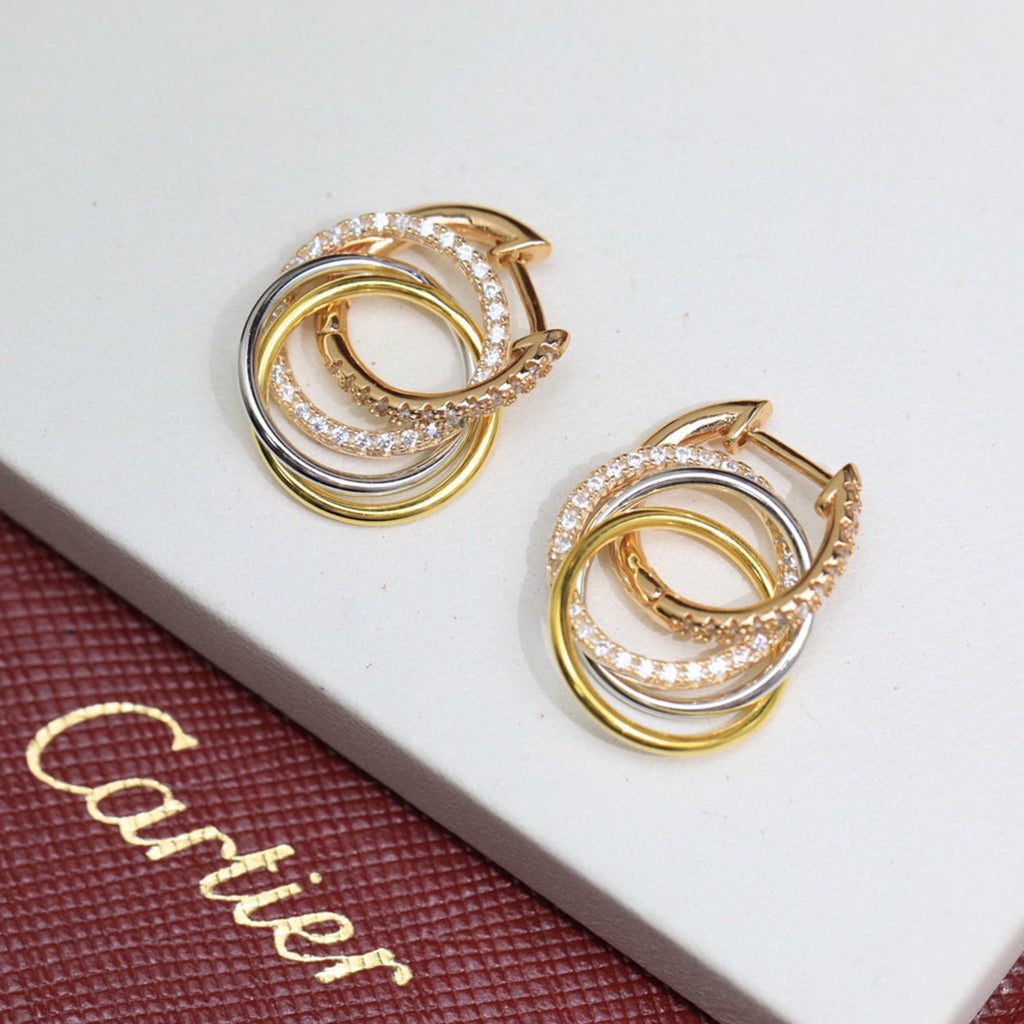 [Renovia Jewelry]TRINITY HALF DIAMOND  EARRINGS