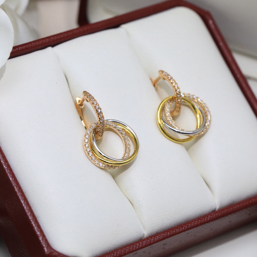 [Renovia Jewelry]TRINITY HALF DIAMOND  EARRINGS