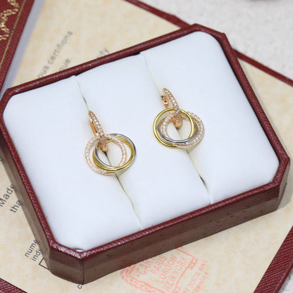 [Renovia Jewelry]TRINITY HALF DIAMOND  EARRINGS