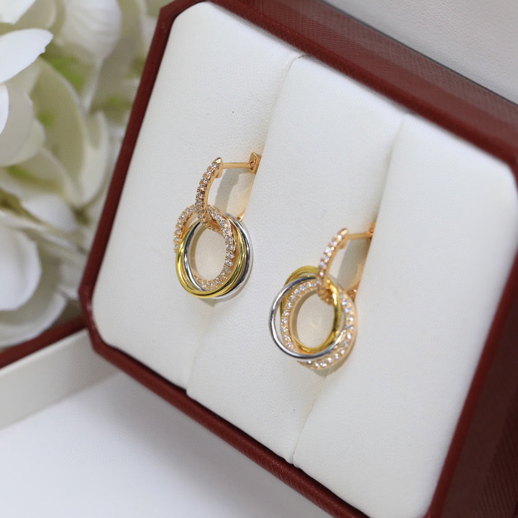 [Renovia Jewelry]TRINITY HALF DIAMOND  EARRINGS