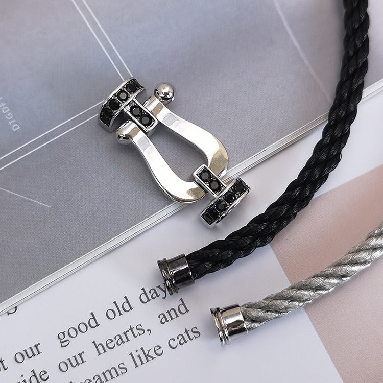 [Renovia Jewelry]FORCE LARGE HORSESHOE BLACK DIAMOND BRACELET SILVER