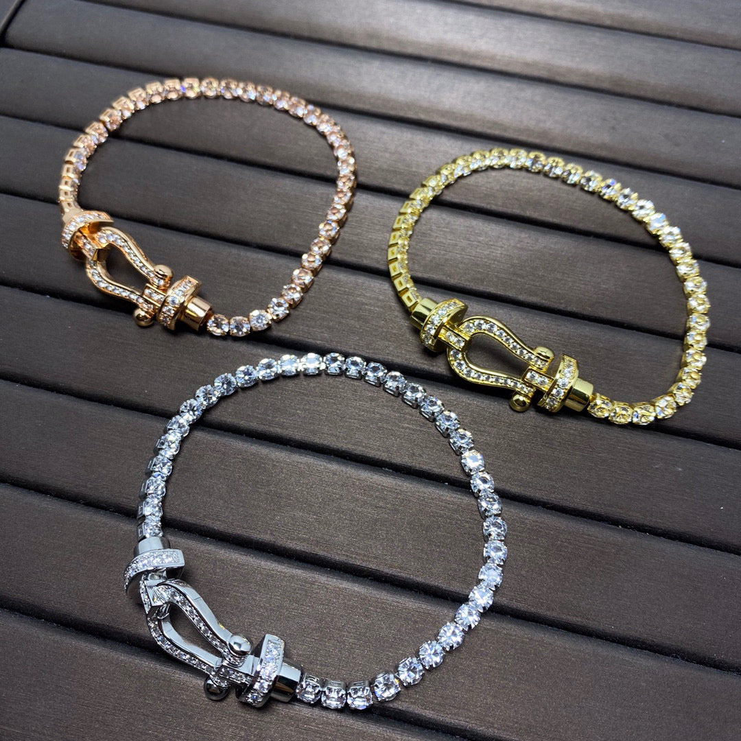 [Renovia Jewelry]FORCE  LARGE HORSESHOE FULL DIAMOND TENNIS BRACELET