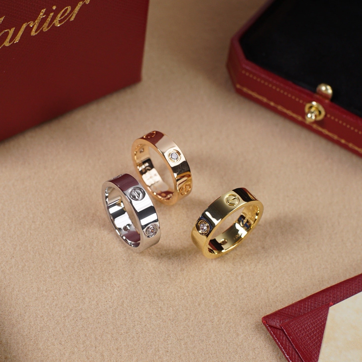 [Renovia Jewelry]LOVE 5.5MM 3 DIAMOND RING