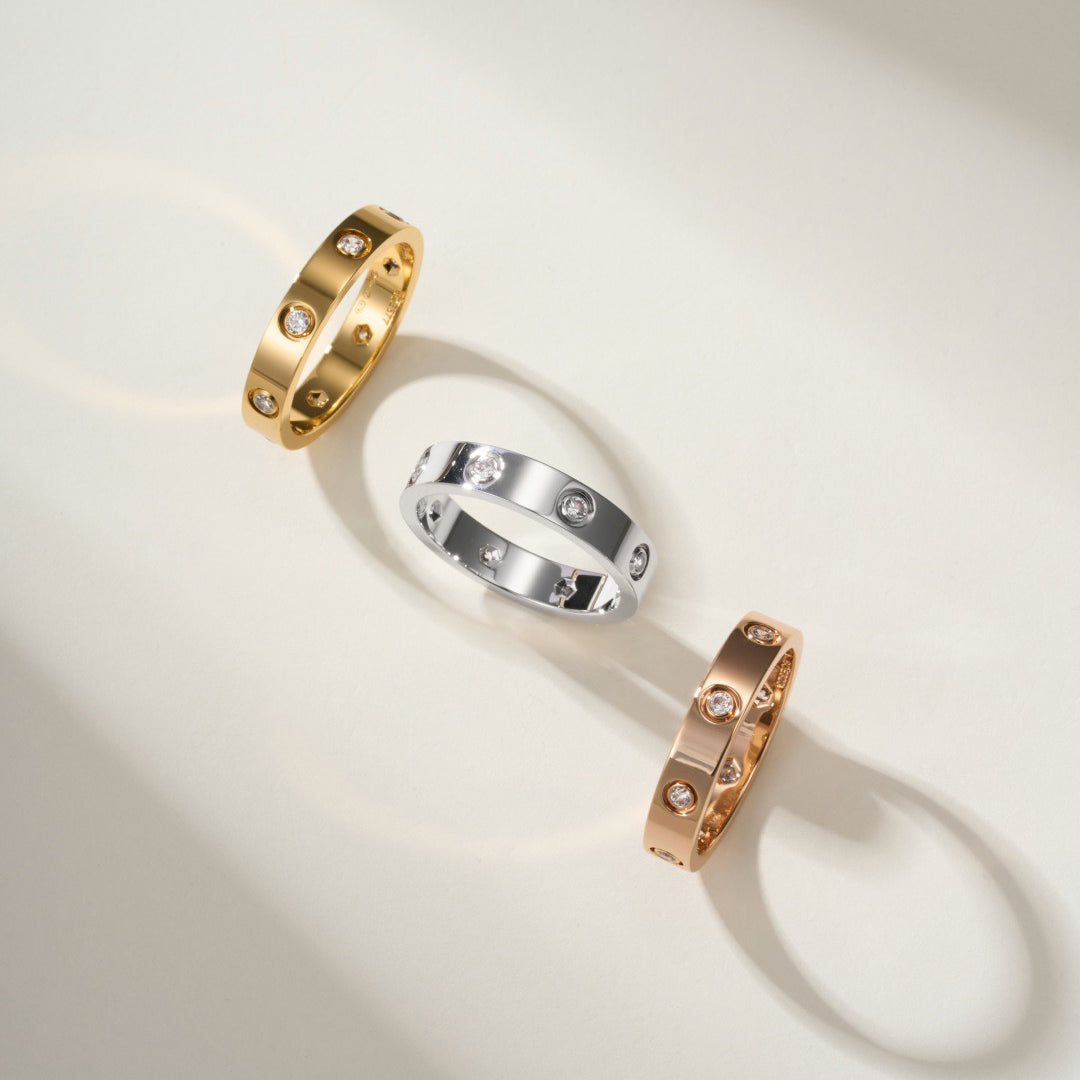 [Renovia Jewelry]LOVE 4MM 8 DIAMOND RING