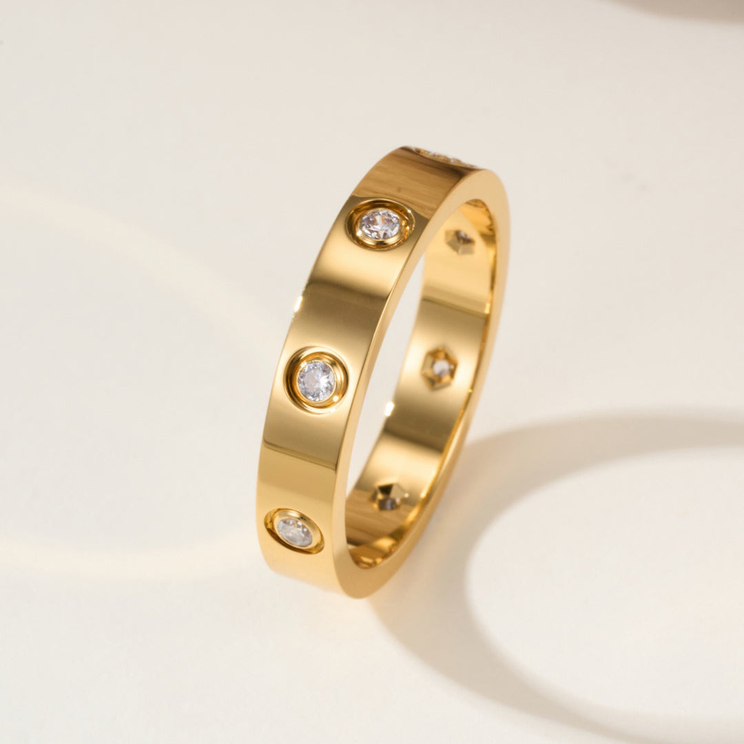 [Renovia Jewelry]LOVE 4MM 8 DIAMOND RING