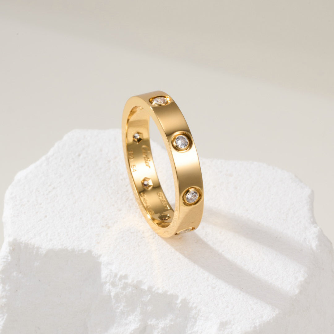 [Renovia Jewelry]LOVE 4MM 8 DIAMOND RING