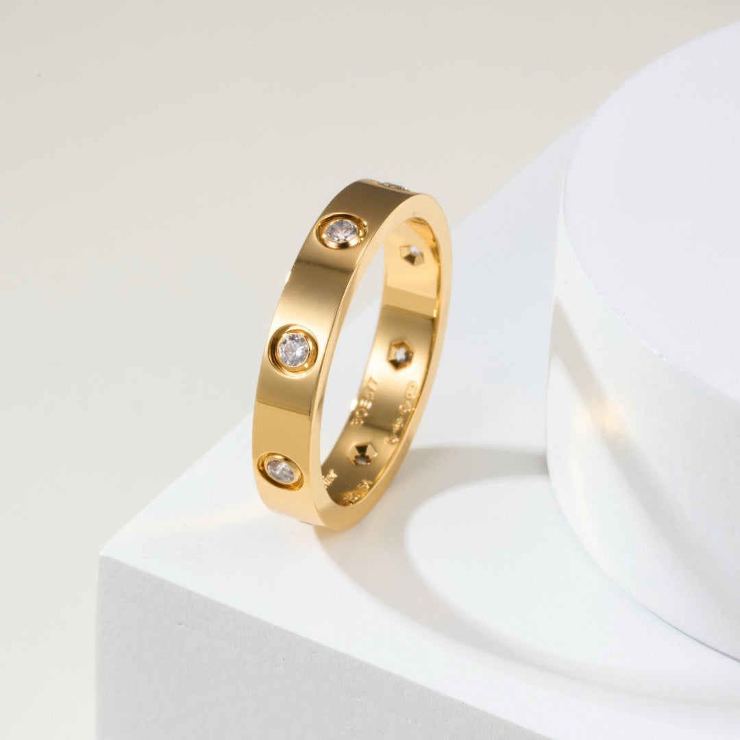 [Renovia Jewelry]LOVE 4MM 8 DIAMOND RING
