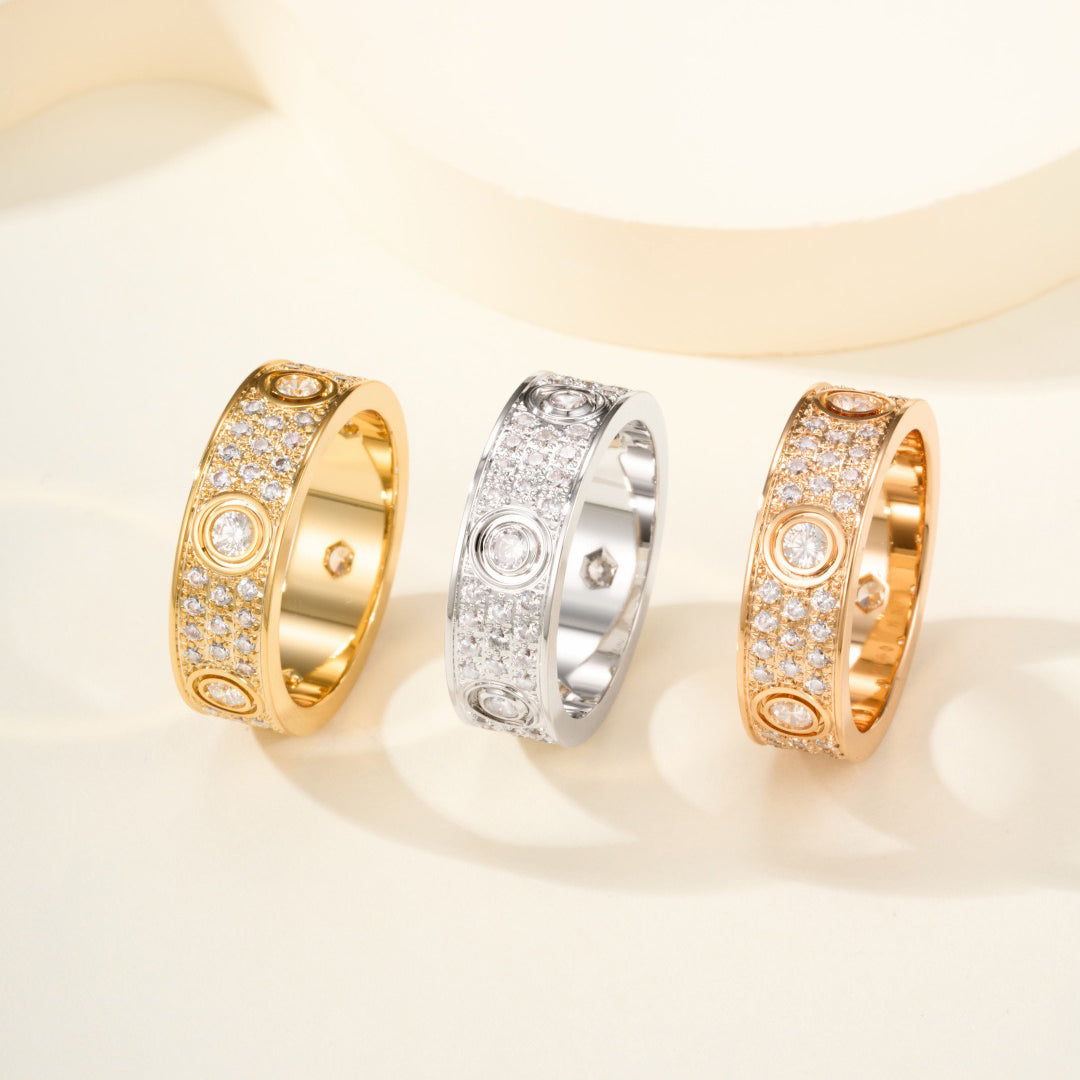 [Renovia Jewelry]LOVE 5.5MM FULL-PAVE 6-DIAMOND RING