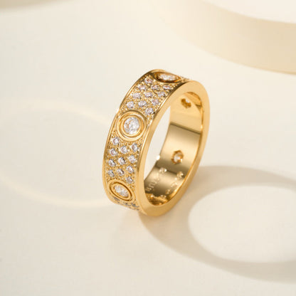 [Renovia Jewelry]LOVE 5.5MM FULL-PAVE 6-DIAMOND RING