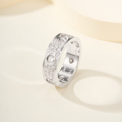 [Renovia Jewelry]LOVE 5.5MM FULL-PAVE 6-DIAMOND RING