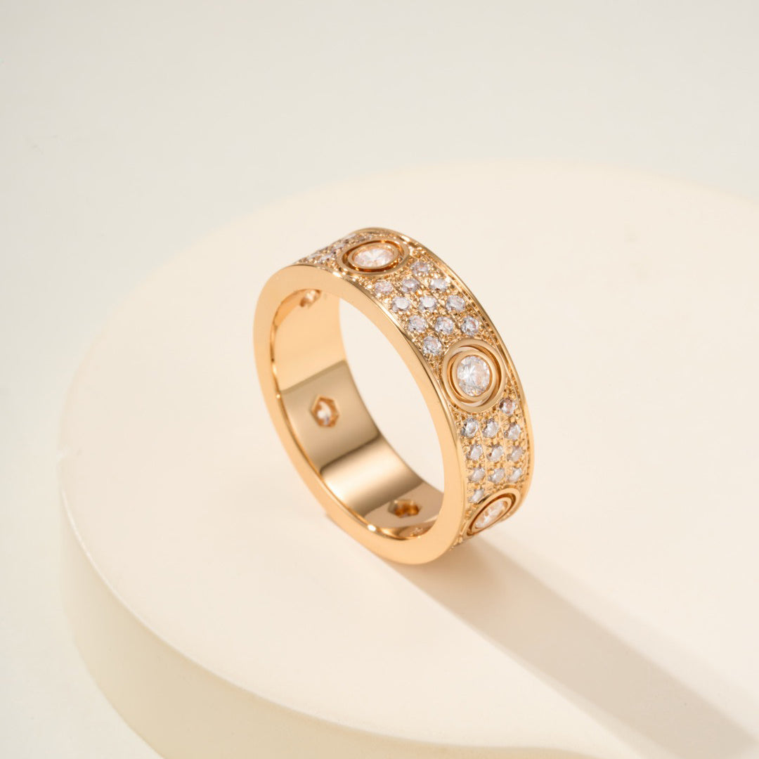 [Renovia Jewelry]LOVE 5.5MM FULL-PAVE 6-DIAMOND RING