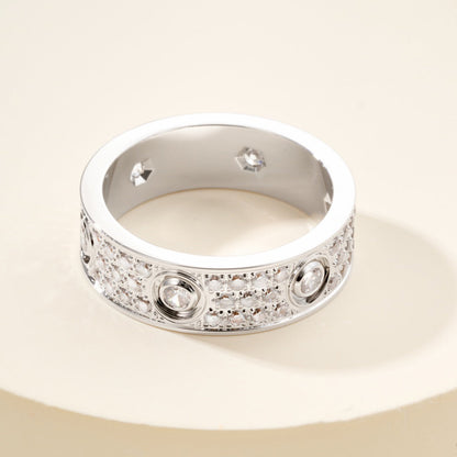 [Renovia Jewelry]LOVE 5.5MM FULL-PAVE 6-DIAMOND RING