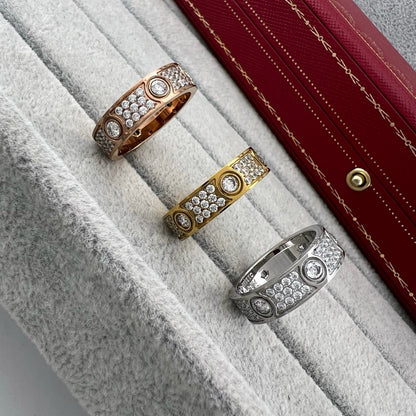 [Renovia Jewelry]LOVE 5.5MM FULL-PAVE 6-DIAMOND RING