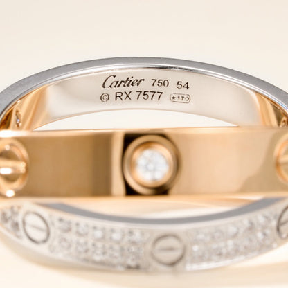 [Renovia Jewelry]LOVE PINK GOLD SILVER DIAMOND DOUBLE RING