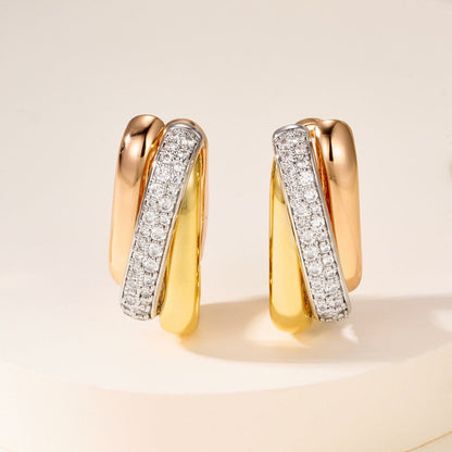 [Renovia Jewelry]TRINITY HALF DIAMOND  CUSHION EARRINGS