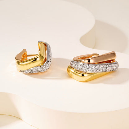 [Renovia Jewelry]TRINITY HALF DIAMOND  CUSHION EARRINGS