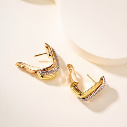 [Renovia Jewelry]TRINITY HALF DIAMOND  CUSHION EARRINGS