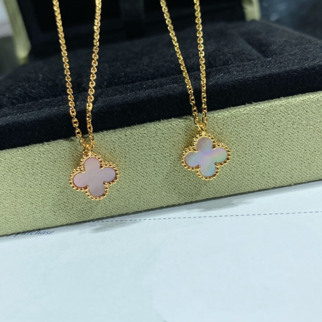 [Renovia Jewelry]CLOVER 15MM PINK MOTHER-OF-PEARL SINGLE FLOWER NECKLACE