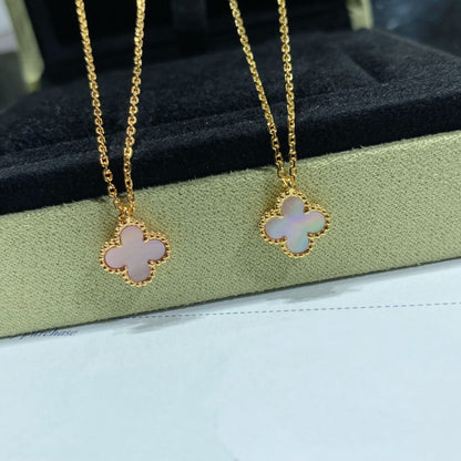[Renovia Jewelry]CLOVER 15MM PINK MOTHER-OF-PEARL SINGLE FLOWER NECKLACE