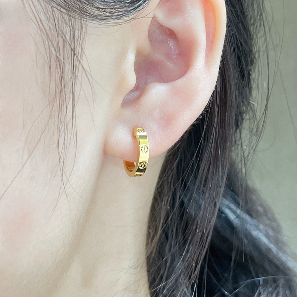 [Renovia Jewelry]LOVE EARRINGS 2.65 MM NO DIAMOND SMALL