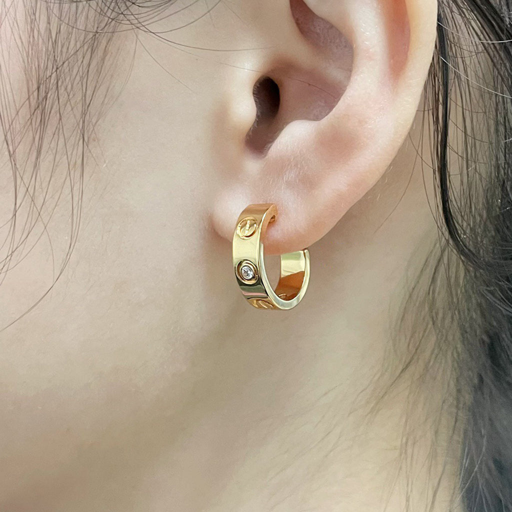 [Renovia Jewelry]LOVE EARRINGS 5.7MM 2 DIAMONDS